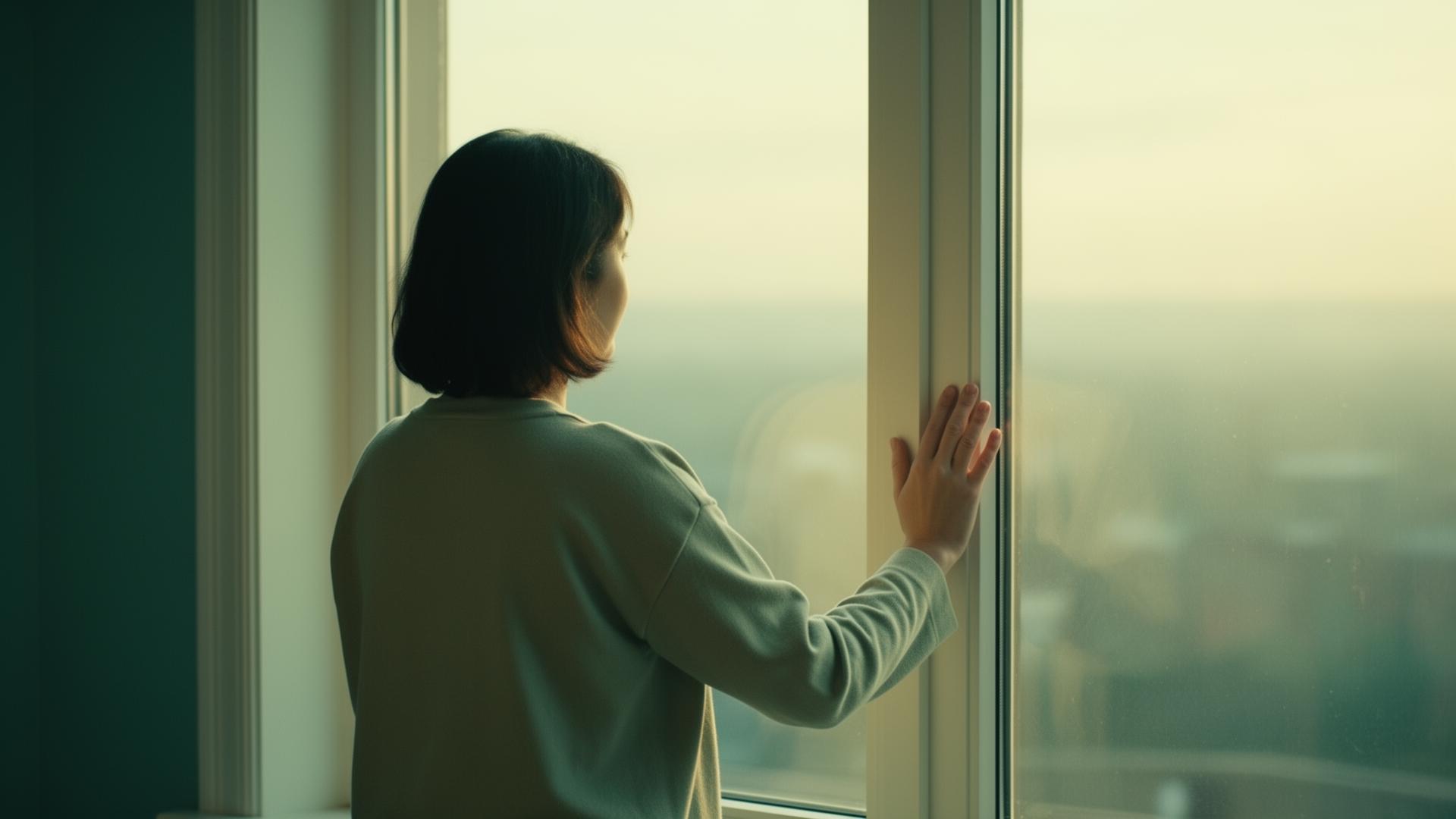 Light through a window across a quiet room